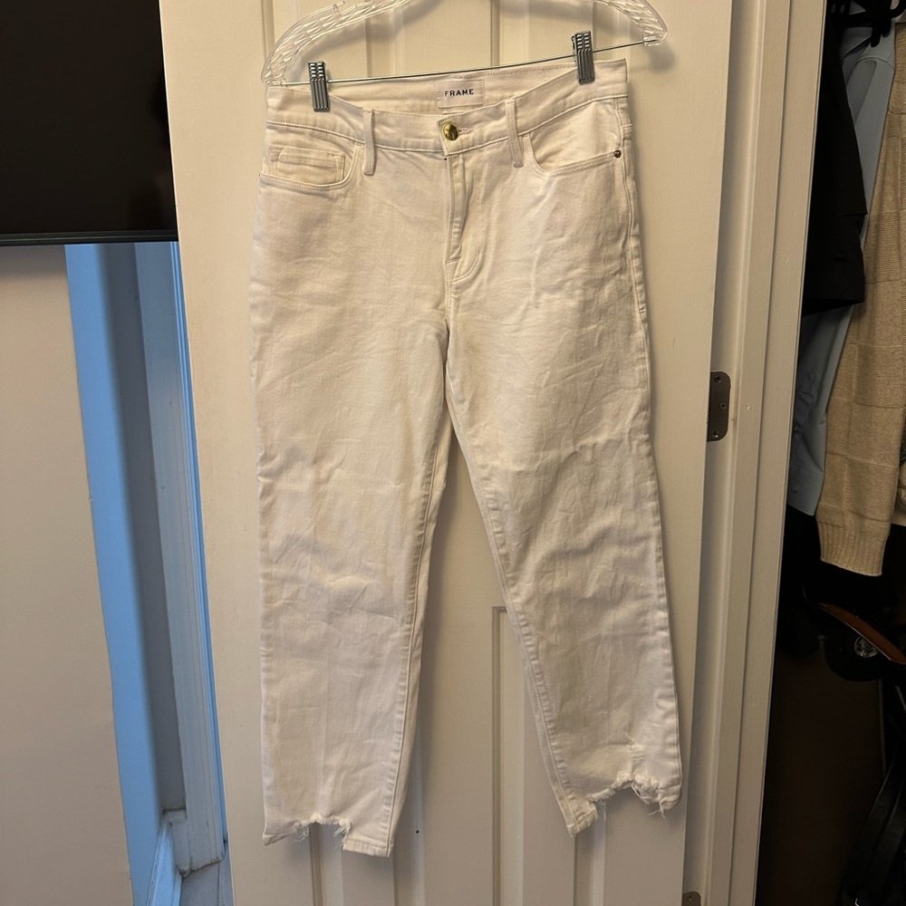 Frame Denim White Ankle Cropped Jeans